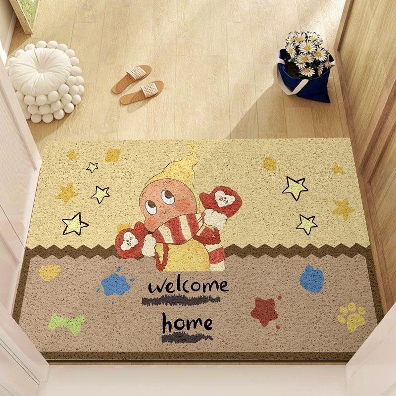 Cartoon Star Human Silk Circle Floor Mat, Entrance Door Non-Slip, Dirt-Resistant And Easy To Take Care Of, Foot Pad Household Wear-Resistant And
