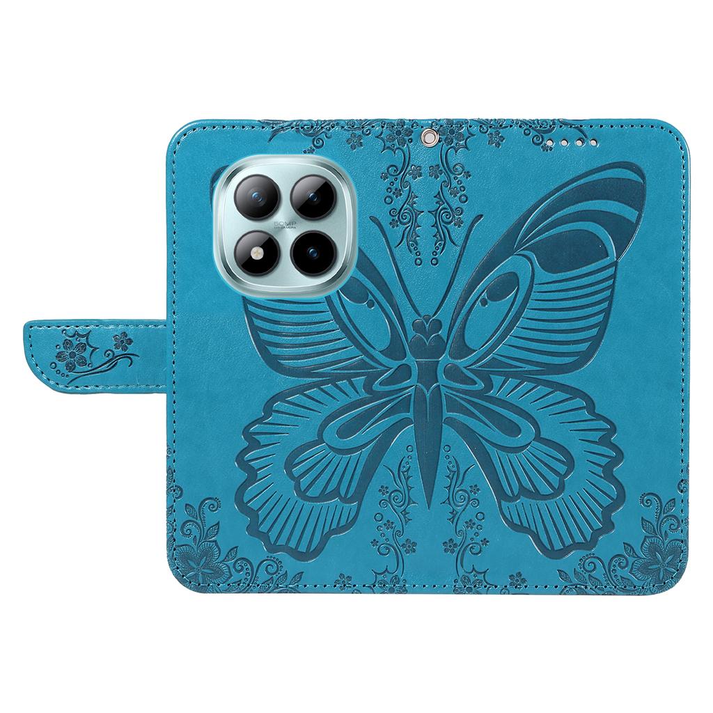 For Xiaomi Poco M8 Pro 5G/Redmi Note 15 Pro+ 5G (Global) Case Butterfly Pattern PU Leather Folio Flip Phone Cover -  Blue