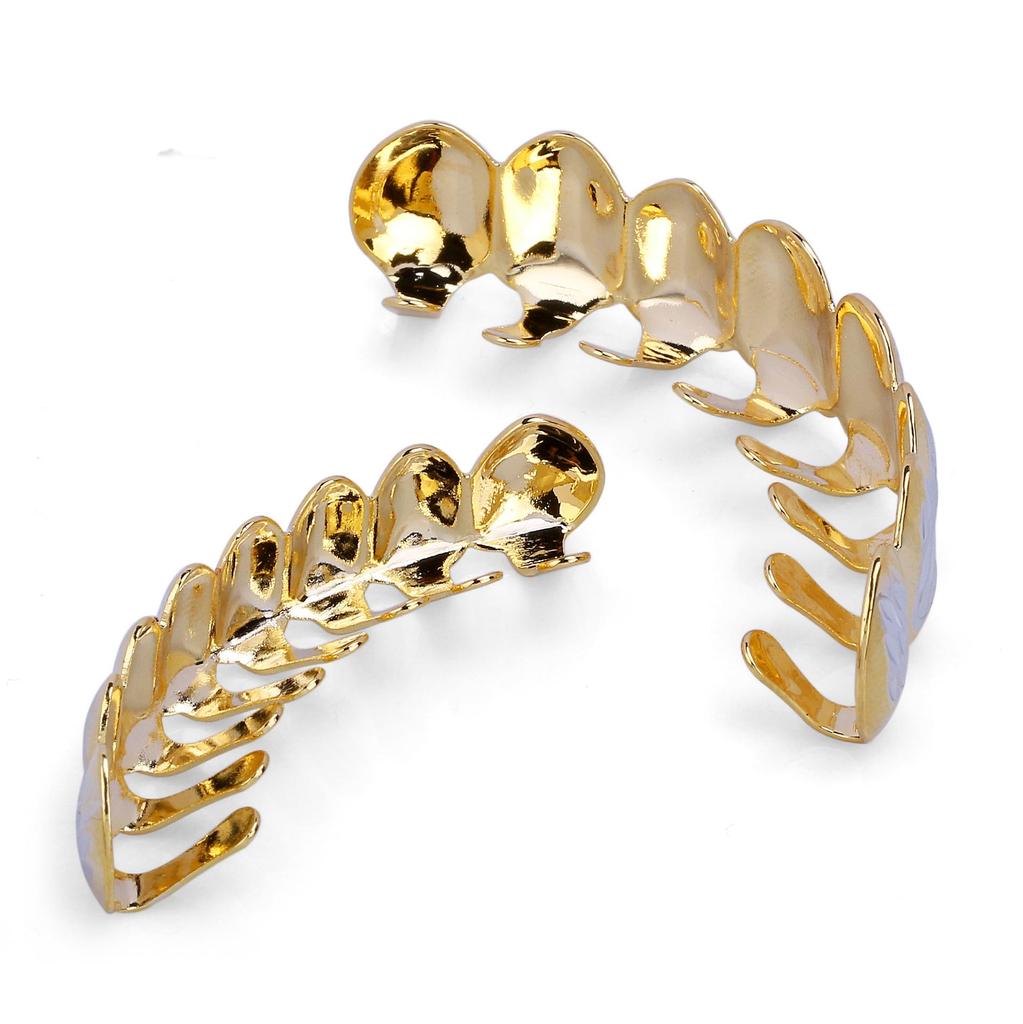 Two-Tone Floral Hip Hop Grillz: Gold 8-Teeth Jewelry