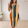 Women s Plus Size V Neck Sleeveless Geometric Printed Bodycon Midi Dress