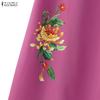 ZANZEA Women Daily Casual Round Neck Short Sleeve Floral Print Dress