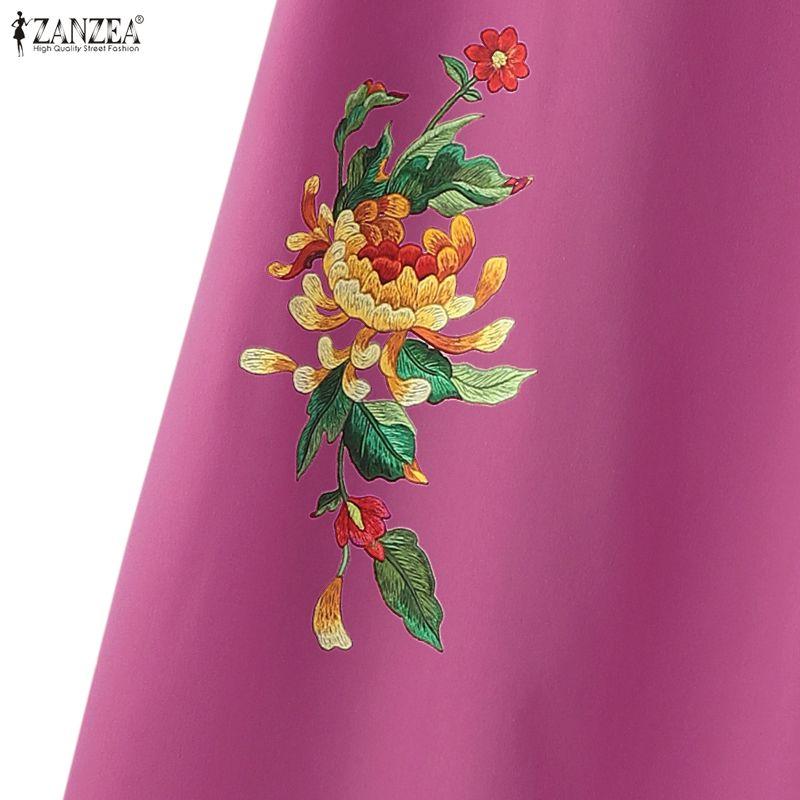 ZANZEA Women Daily Casual Round Neck Short Sleeve Floral Print Dress
