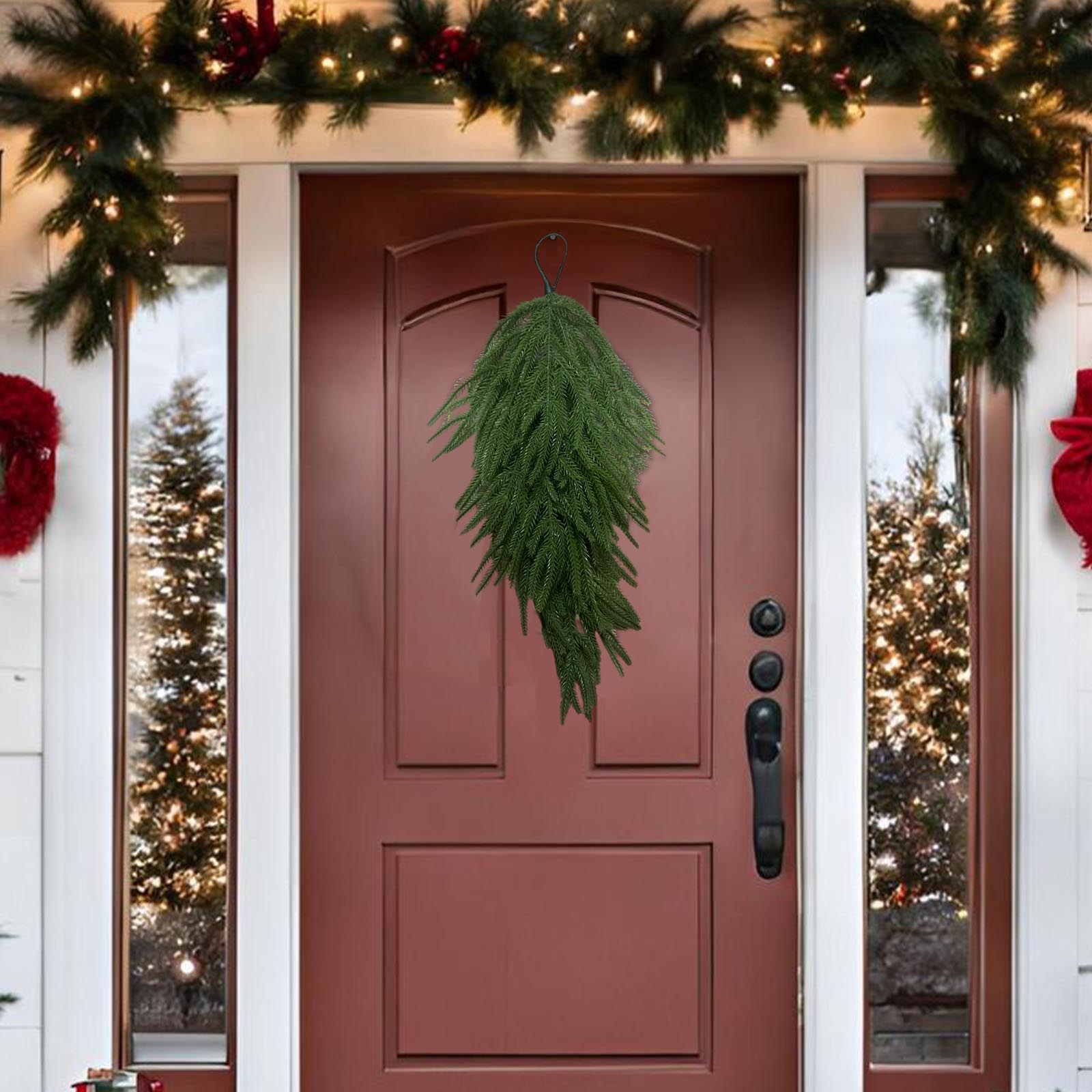 

Рождественское искусственное украшение-капля для двери, Искусственная игольчатая капля для двери One Size зелёный