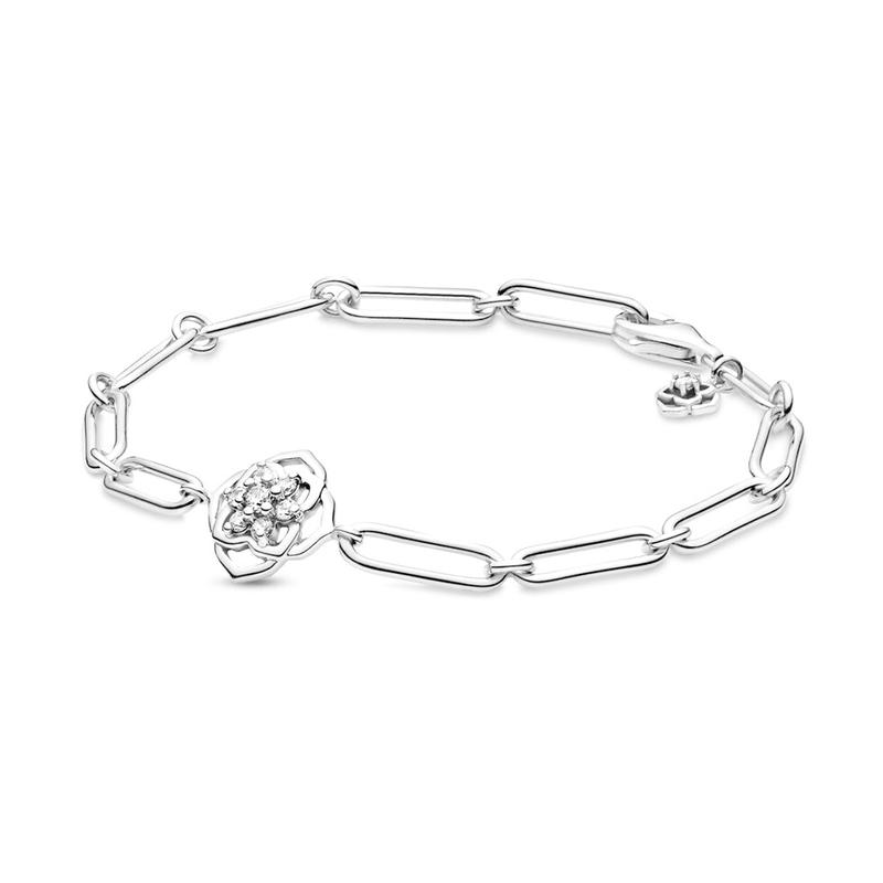 Pandora Rose petal link chain silver 925 silver bracelet women s style 599409C01