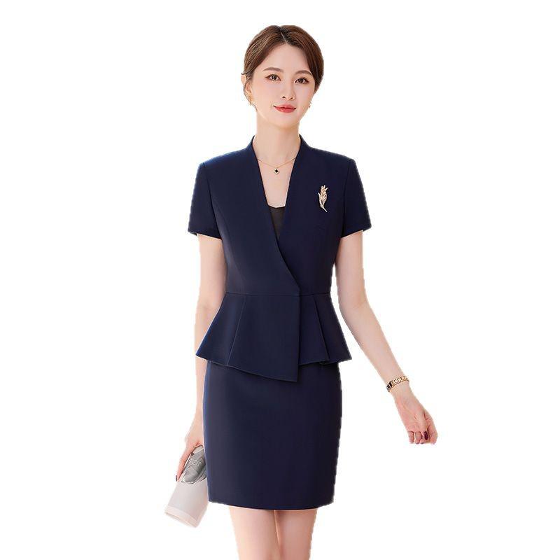 Women's High-End Professional Short-Sleeve Suit for Jewelry Store or Salon Receptionists