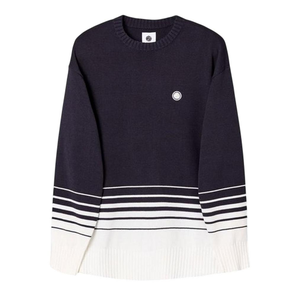 Pretty Green Mens Striped Crew Neck Relaxed Fit Jumper