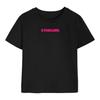 Womens Stargirl Pink Print Baby Tee Black Cotton Casual Concert Festival Fan Top