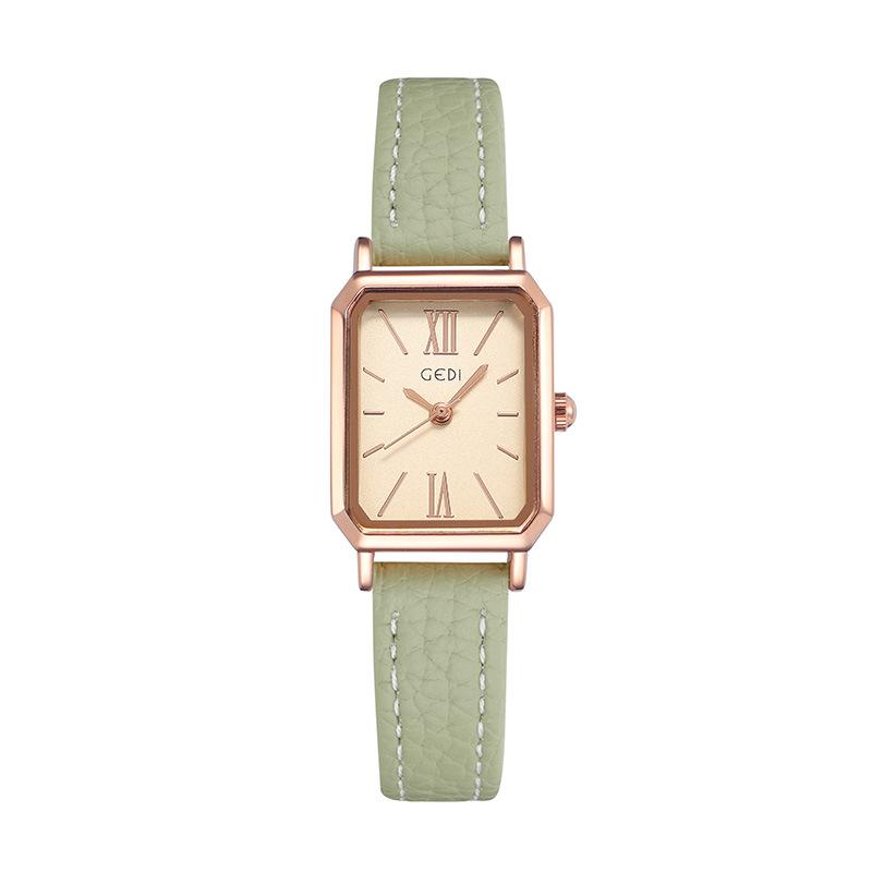 Gedi Minimalist Rectangular Women’s Watch – Retro Korean Style Quartz for Students