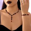 Gothic Red Zircon Tassel Necklaces Bracelets Set for Women Vintage Punk Black Irregular Personality Necklaces Jewelry Gifts