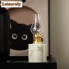 Hand-painted Ceramic Butter Lamp Camping Atmosphere Home Tealight Kerosene Chinese Tea Room Creative Decoration Ornament Crafts