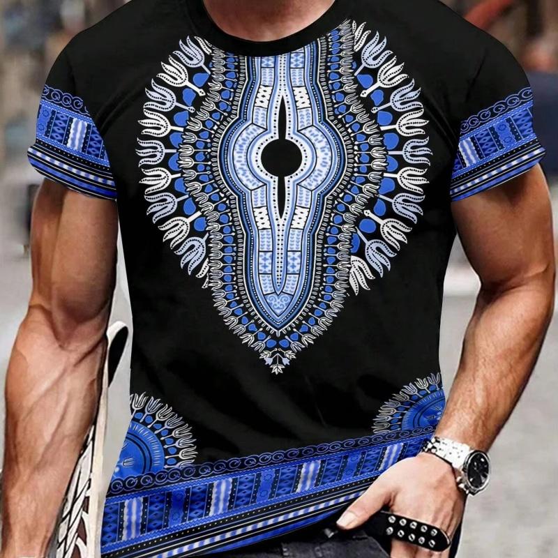 Retro Ethnic Graphic T-Shirt For Men Colorful 3D Printed Tees Summer Fashion Round Neck Oversized Short Sleeve T Shirts