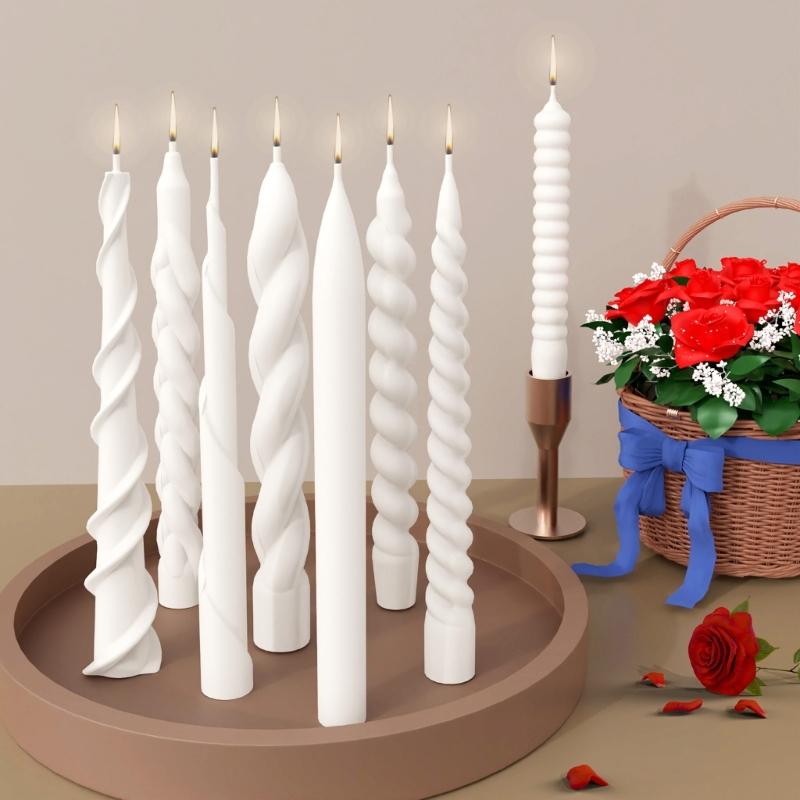 Twisted Rod Candle Molds Handmade Spirals Cylinder Silicone Molds Resins Mould Scented Candle Making Molds DIY Craft