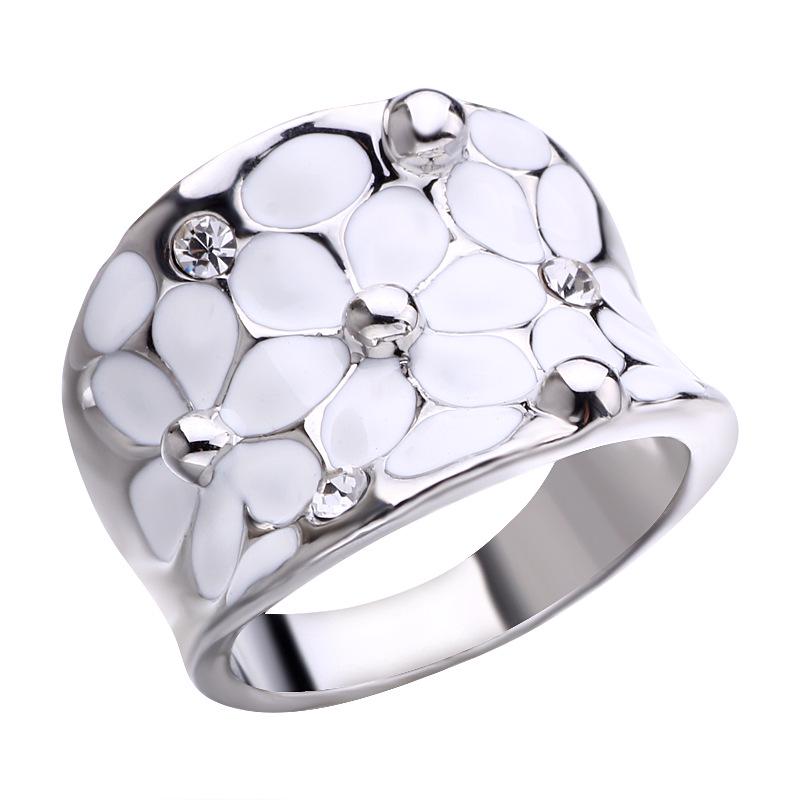 Hecheng Trendy European-American Flower Oil Drop Wedding Ring