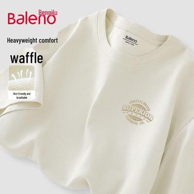 Baleno Men's Retro Letter Waffle Knit Short Sleeve T-Shirt