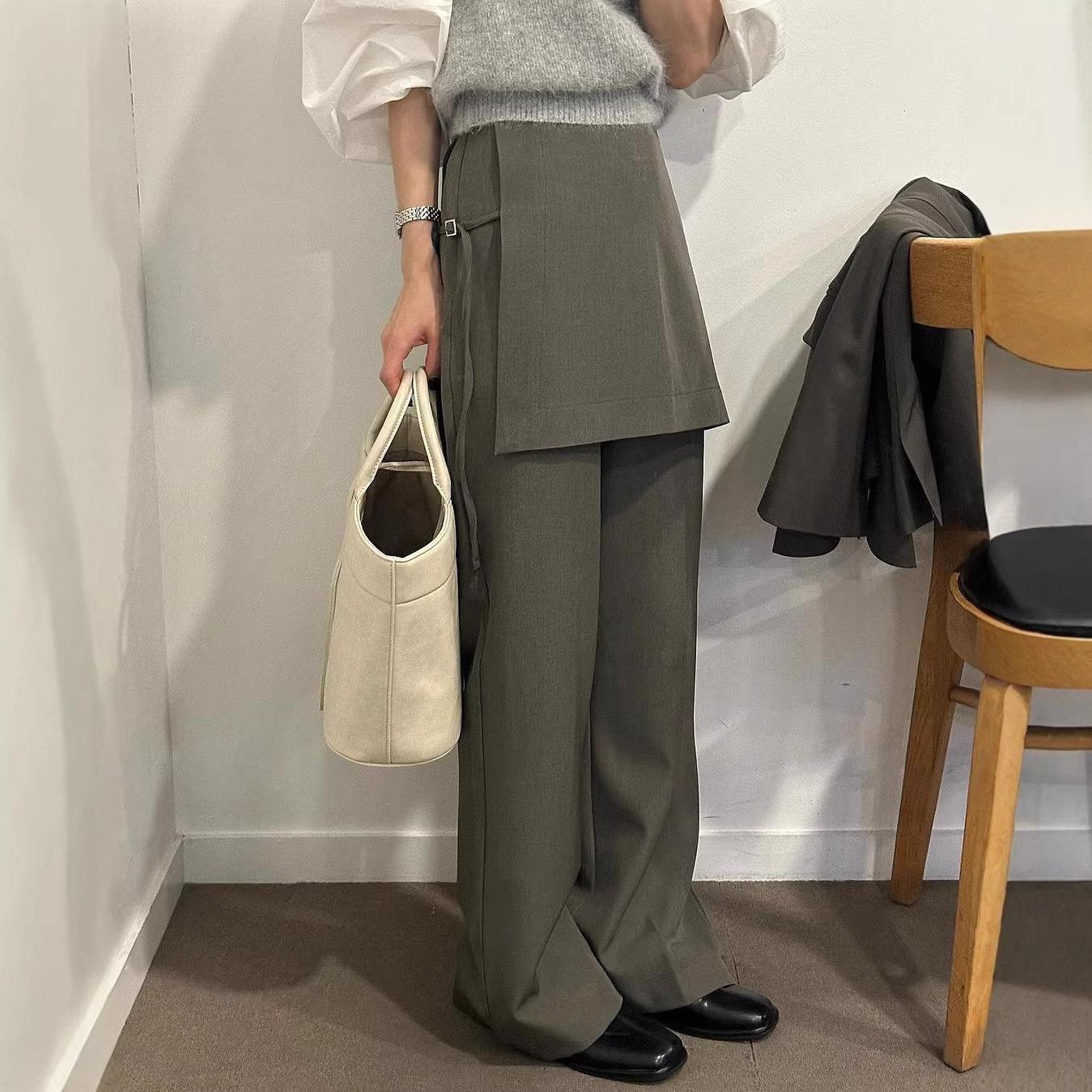 2026 Spring/Summer Korean French-Style Flared Two-Piece Suit Pants for Women L