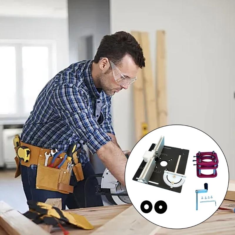 Professional Wood Router Lift Assembly Aluminum Alloy Base Plate 240x200mm Size Manual Adjustment Woodworking Station