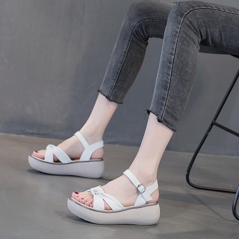 Fashion GKTINOO Fashion Handmade Women Sandals 2025 Summer Shoes Genuine Leather Wedges Sandals Women Peep Toe Casual Platform Sandals