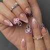 Reusable Press On Nail With Leopard Print 3D Bows Design Hypoallergenics ABS Material Instants Manicure Solution For Busy Women