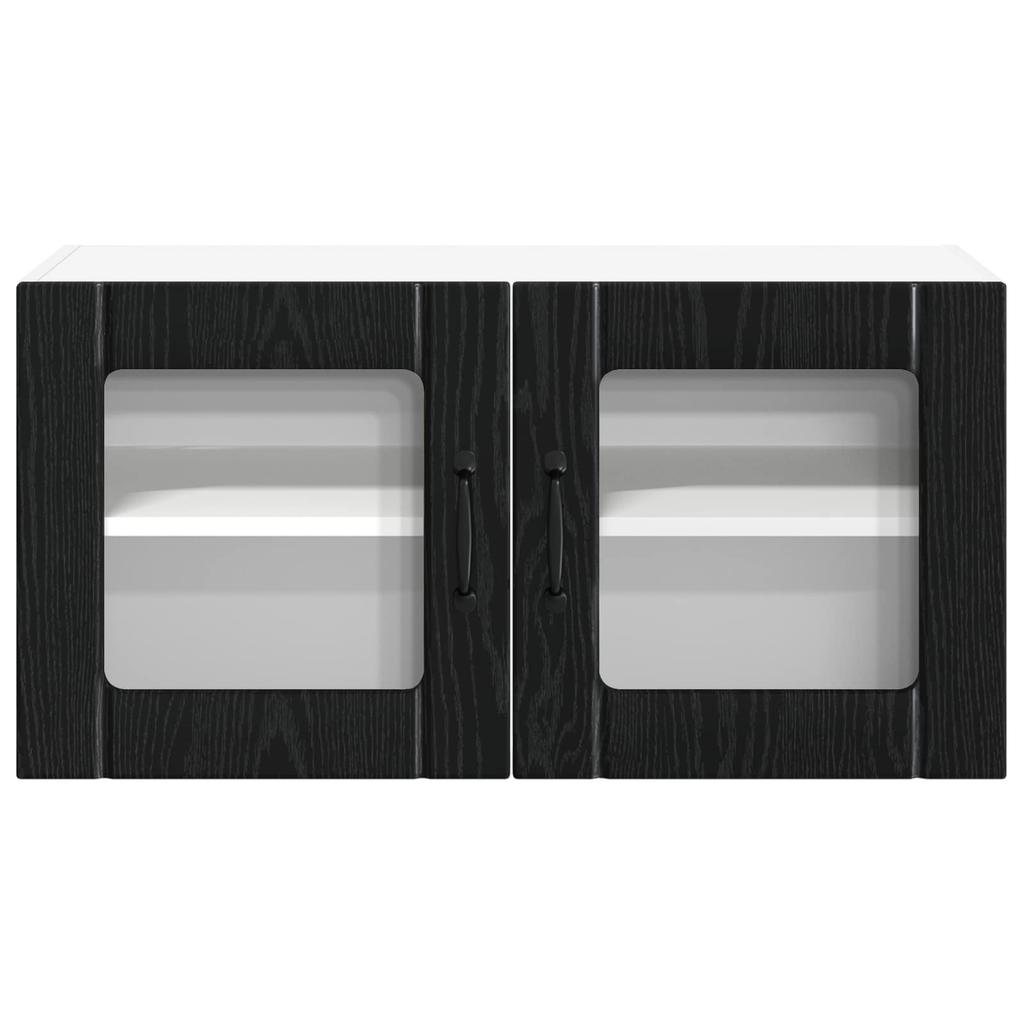 Wall Mounted Glass Cabinet LUCCA Black Oak 80 X 31 X 40 Cm