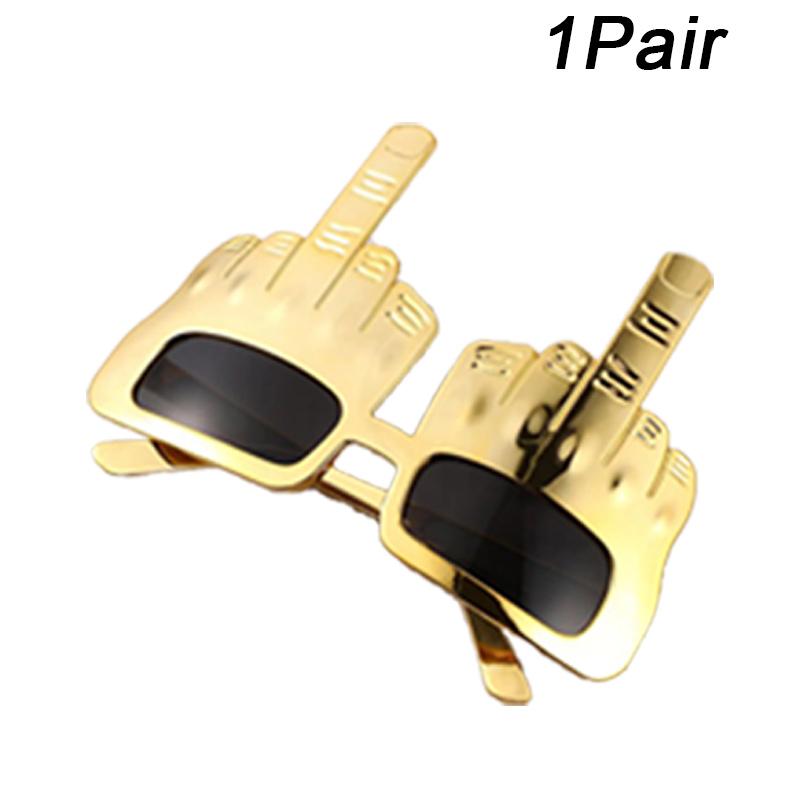 1-8 Paia Occhiali da Sole Dito Medio Dorati Forma Mano Flip Creativa Novità Accessorio per Feste Photo Booth Selfie Divertente