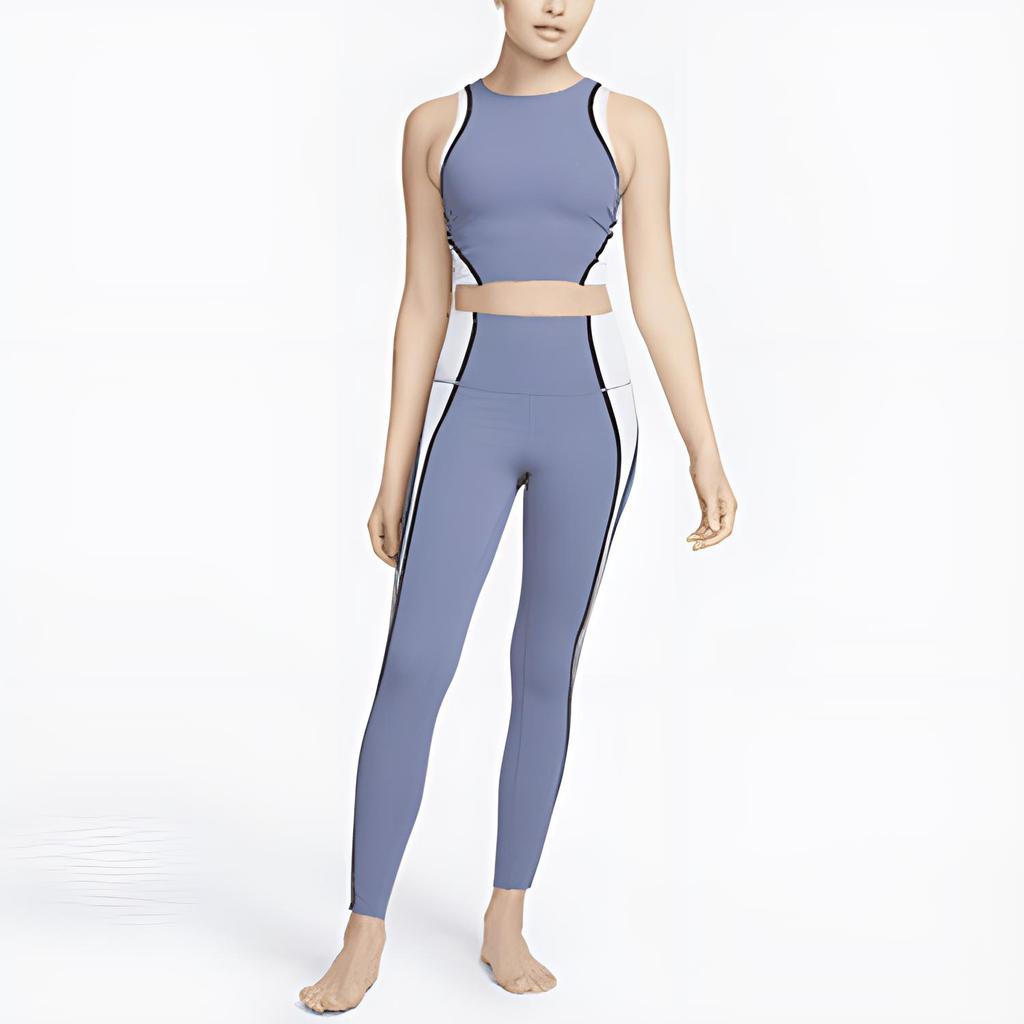 Nike Yoga Dri-FIT Luxe 7/8 Color Block High-Waisted Slim Fit Leggings Women Leggings Light-Sea-Blue DM7672-491