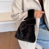 Fluffy Handbag for Women Small Plush Tote Bag Winter Fluffy Women Handbag Soft Solid Color Lipstick Key Small Storage Bag Versatile Commuter