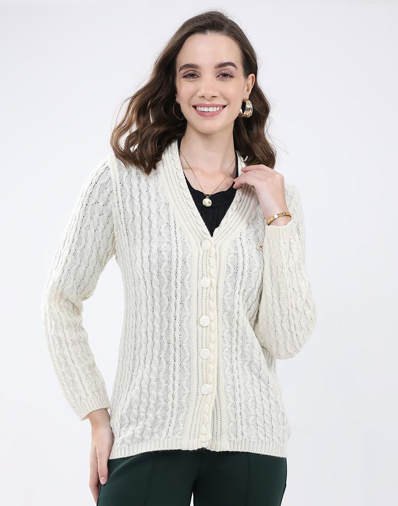 MONTE CARLO Women's V Neck Full Sleeve Cardigan