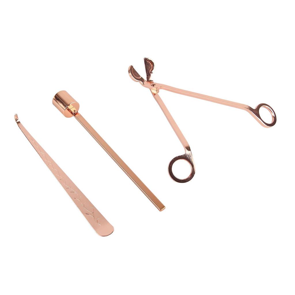 Candle Accessory Set Stainless Steel Candle Wick Trimmer Cutter Candle Snuffer Extinguisher Wick Dipper Rose Gold