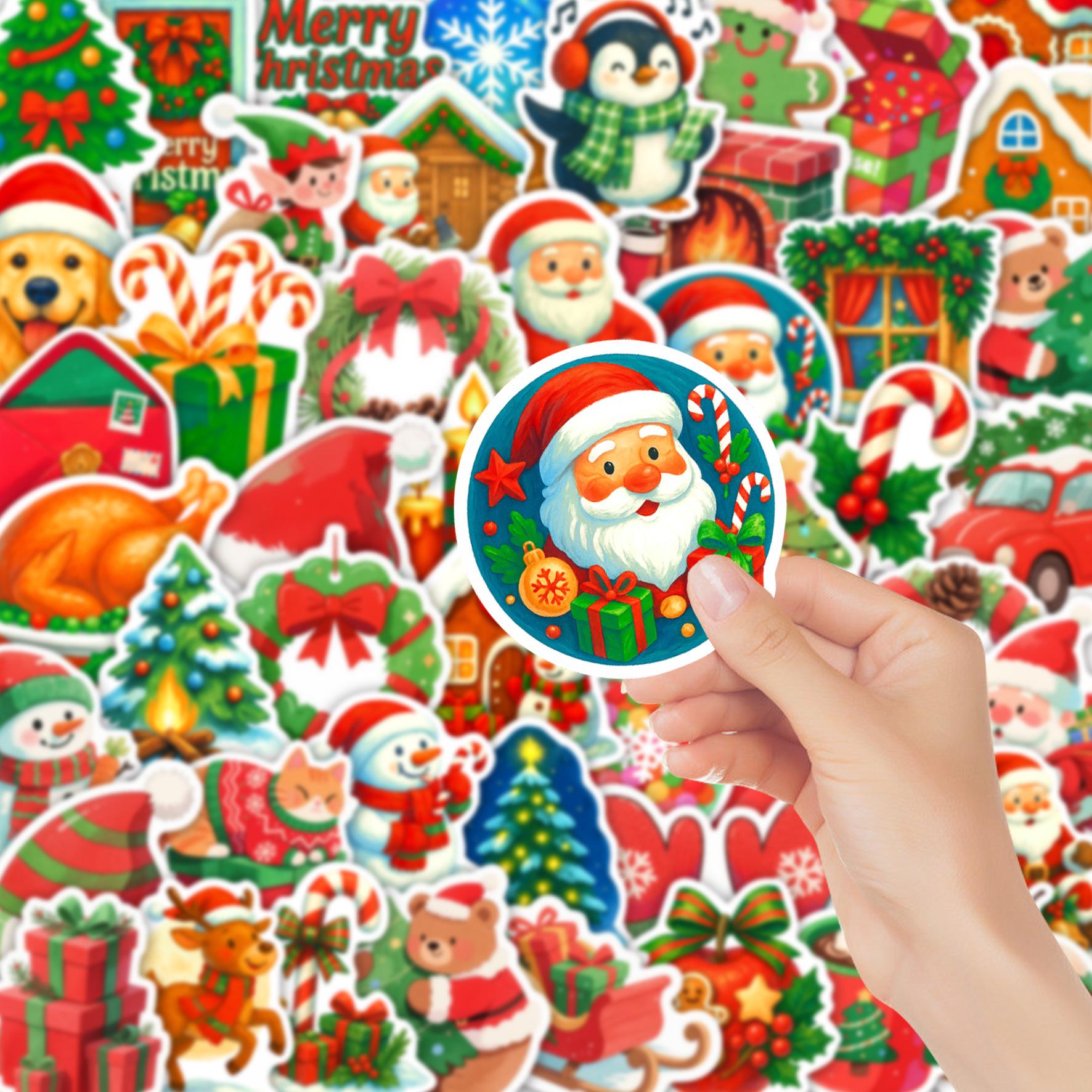 50 водостойких наборов рождественских наклеек для самостоятельного творчества и декора цветочный