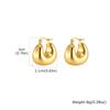 Irregular Geometric Hoop Earrings Stainless Steel Gold Plated Thick Abstract Hollow Lightweight Jewelry Non-Tarnish
