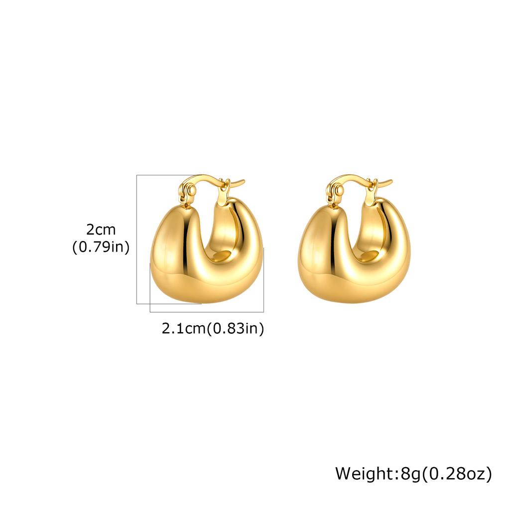 Irregular Geometric Hoop Earrings Stainless Steel Gold Plated Thick Abstract Hollow Lightweight Jewelry Non-Tarnish