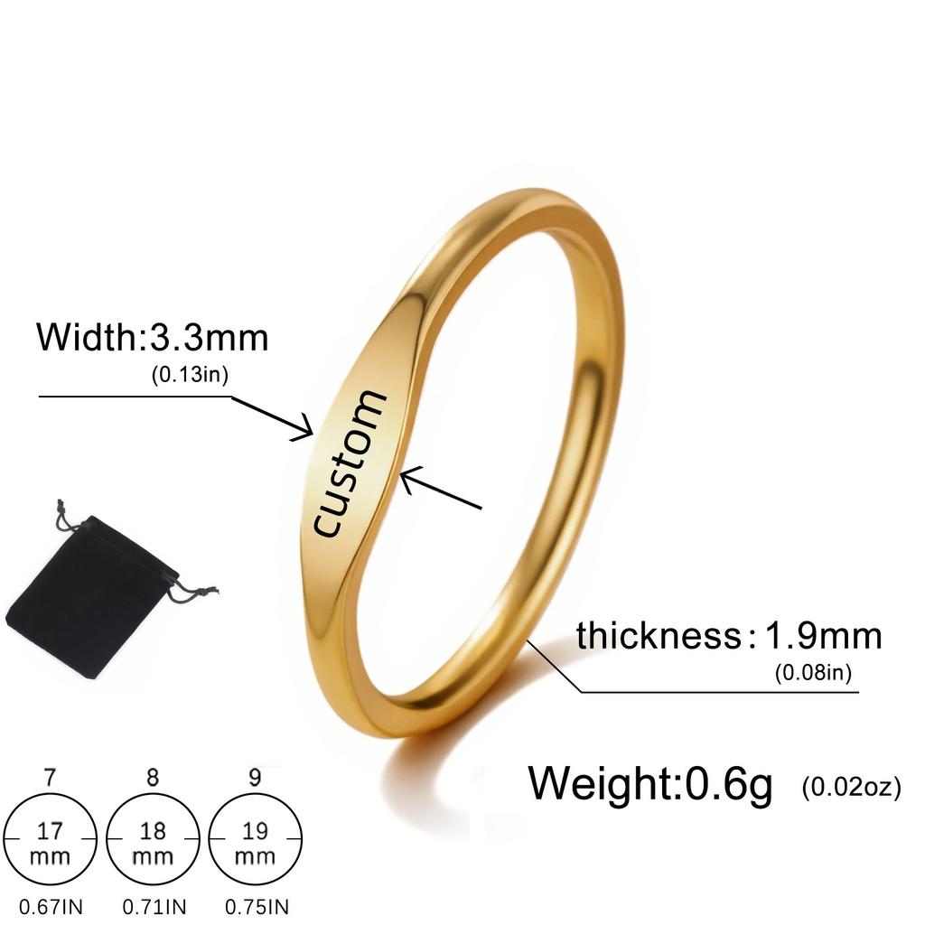 Customized Name Date Symbol Smooth Ring Stainless Steel Personalized Geometry Minimalist Carving Name Ring Jewelry