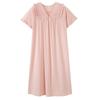 Women's Summer Court Style Lace Pajama Dress, Pure Cotton, Short Sleeve, Plus Size, Mid-Length, Wearable Outdoors, High-End Feel