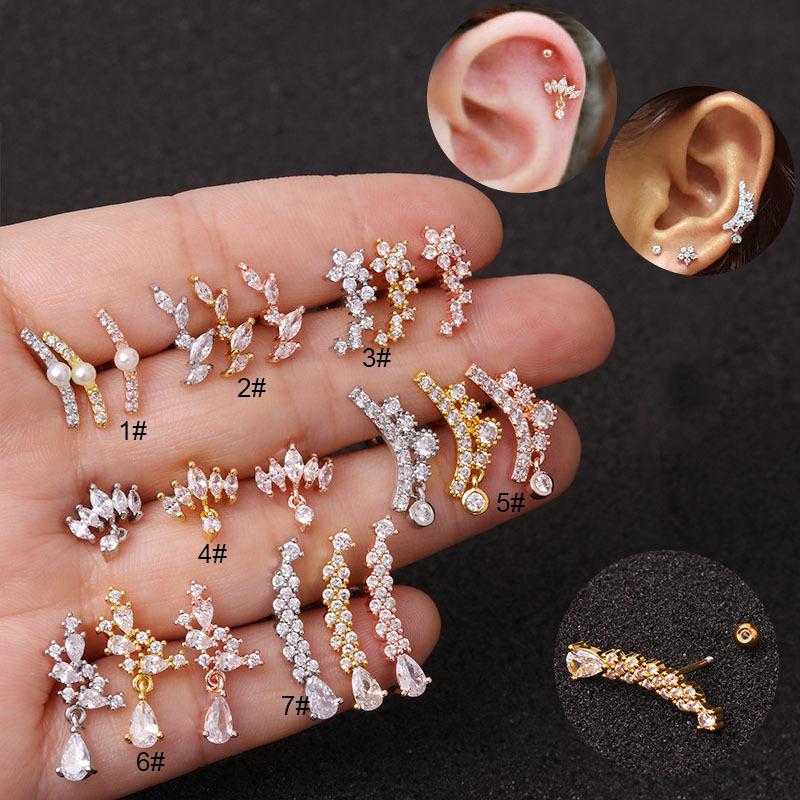 Stainless Steel Pearl Barbell Cartilage Tragus Helix Stud Bar Earrings B/_ws