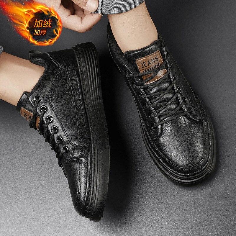Nuevos zapatos de skate para hombres más zapatos de cuero de terciopelo  bajos zapatos de hombre casuales cálidos zapatos de invierno para  exteriores para hombres zapatillas de deporte comprar a buen precio —