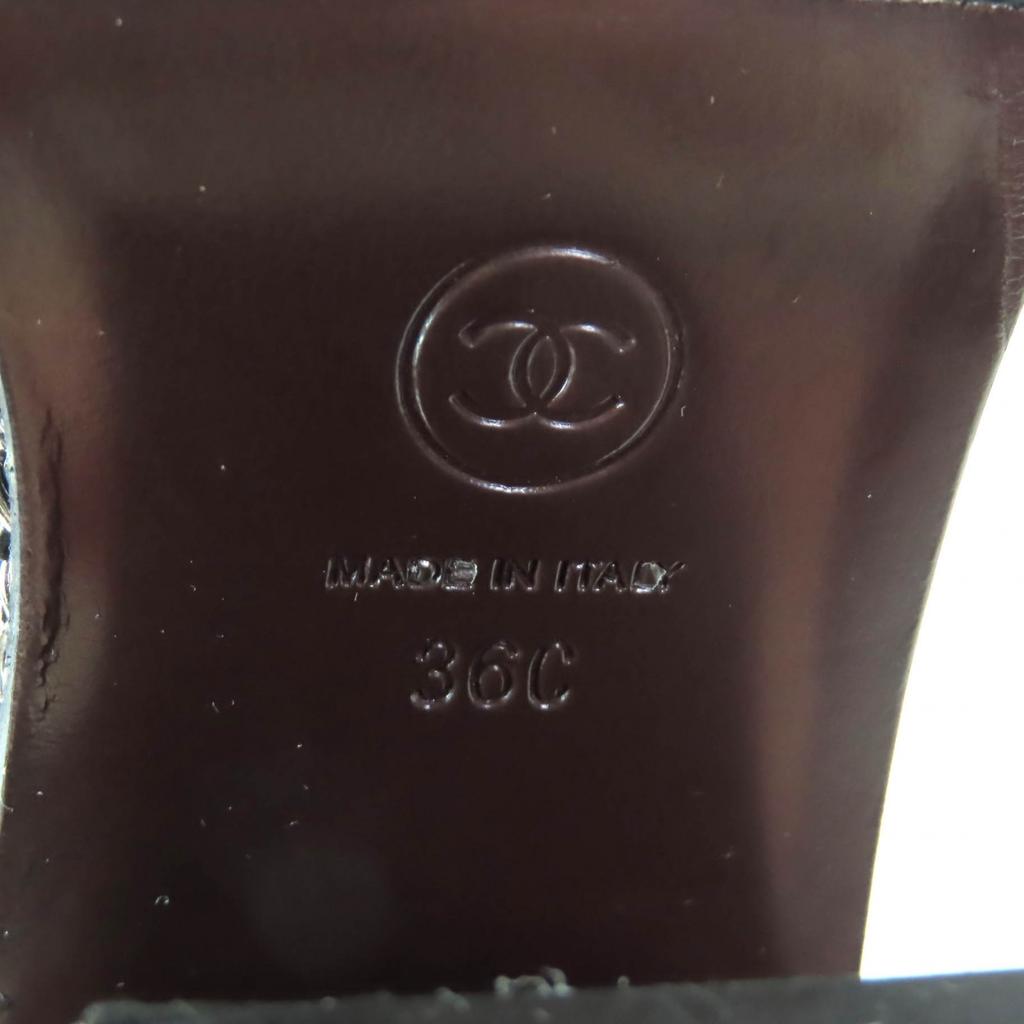 Great CHANEL Knee-high boots black leather Women 36 G30379 Used