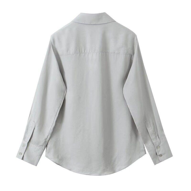 Fashion Style 2024 Autumn New Women's Clothing Temperament Wild Vertical Basic Long Sleeves Lapel Shirt 9479255