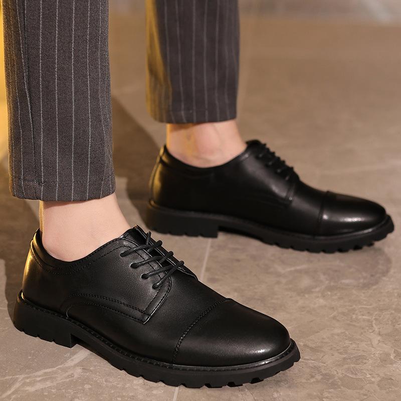 

Новые кожаные туфли мужские деловые туфли мужские зимние британские туфли дерби мужские туфли 2025 черные кожаные туфли 39 чёрный