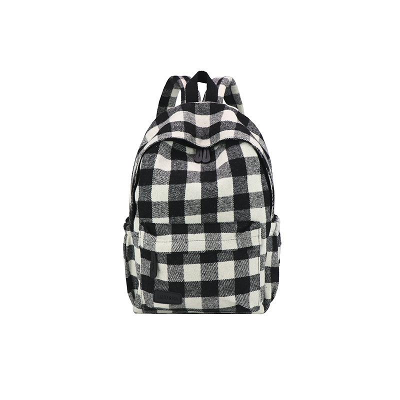 Schoolbag retro plaid backpack college student casual backpack women's plaid backpack student schoolbag large capacity backpack