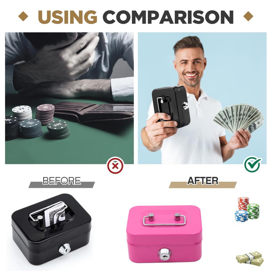 1/2Pcs Money Safe Box Lockable Piggy Bank with Key Portable Handheld Sturdy Metal Money Coin Storage Boxes for Adults Kids Gift
