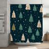 Modern Christmas Tree Shower Curtain Blue Floral Pattern with White Stars for Bathroom Decoration Waterproof Fabric Shower Panel