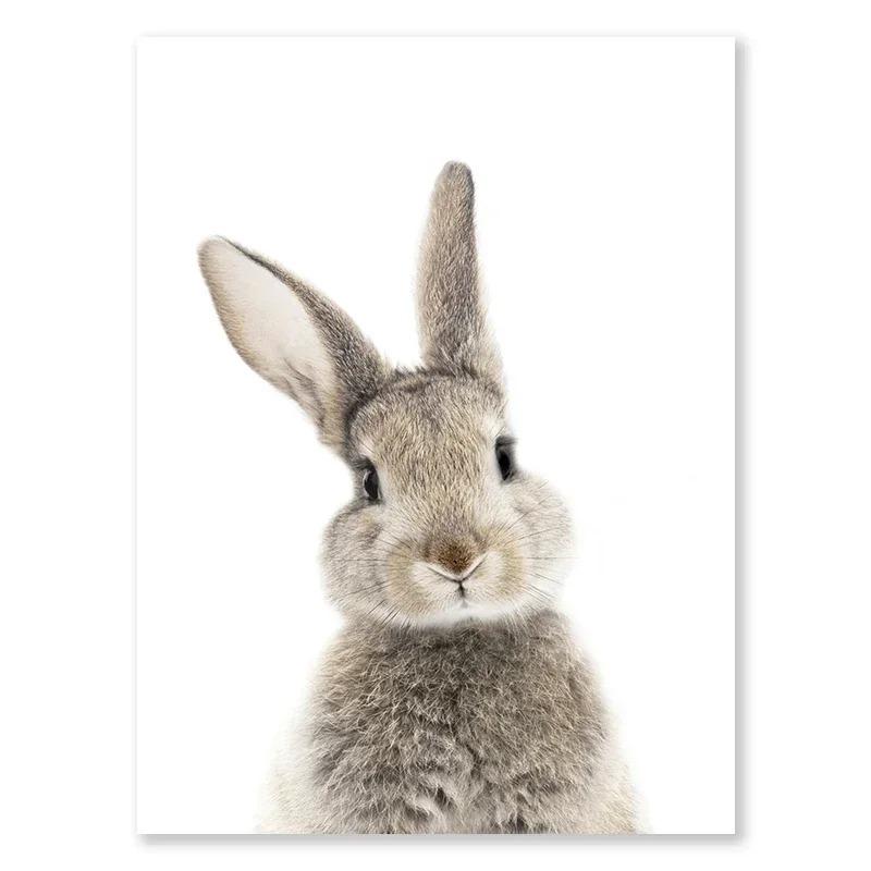 Boho Bunny And Flowers Decorative Easter Print Wall Art Poster Warm Modern Gallery Wall Living Room Decorative Canvas Painting