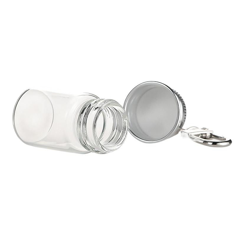 7/10Ml Storage Bottle With Love Keychain Transparent Glass Bottles Aluminium Cap Empty Jars Liquid Containers Dispenser Decor