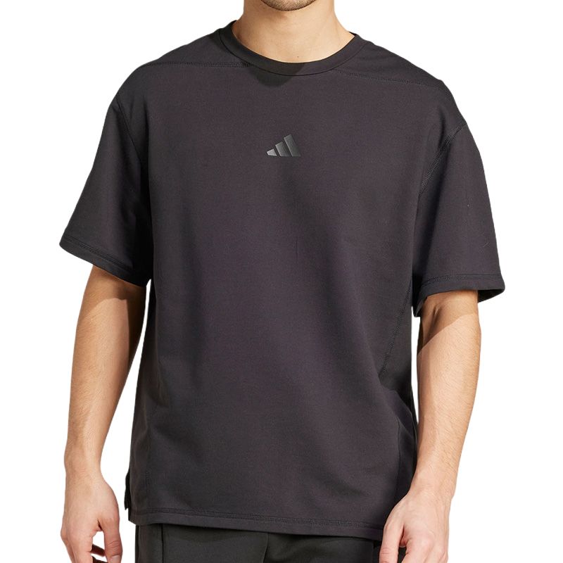 Adidas Round Neck Short Sleeve Logo Loose T-Shirt Men Tops Black JN3669