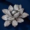 Lotus Pendant Enamel Brooch Badges Fashion Pearl Flower Exqusiite Pin Jewelry
