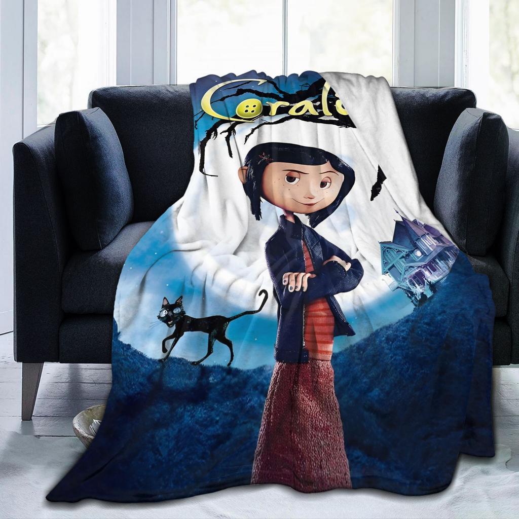 Coraline Halloween Movie Blanket Coral Fleece Plush Textile Decor  Portable Ultra-Soft Throw Blankets for Sofa Couch Quilt