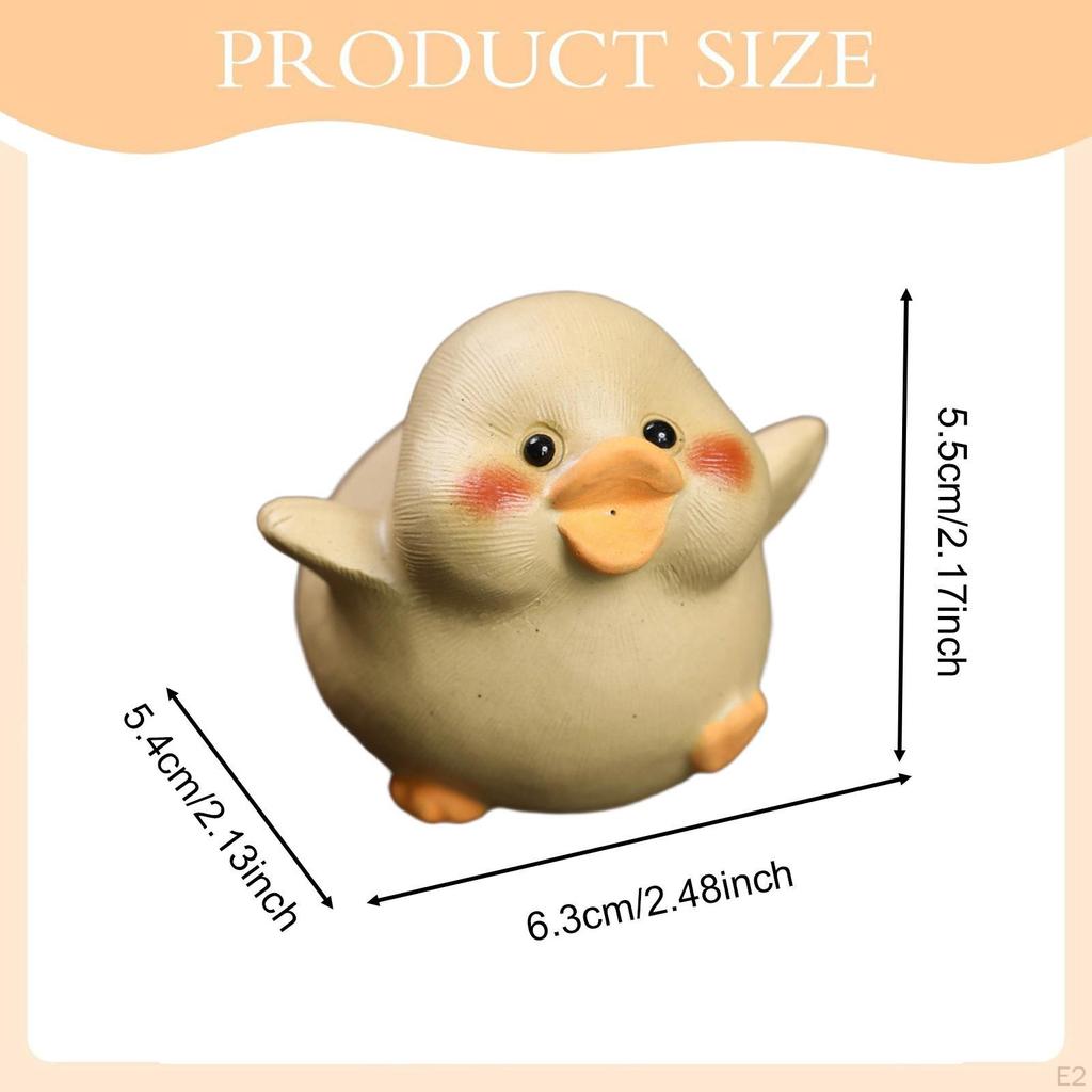 Duck Tea Pet Ornament Clay Decorative Craft Art Animal Figurine Sculpture for Gift Bookshelf