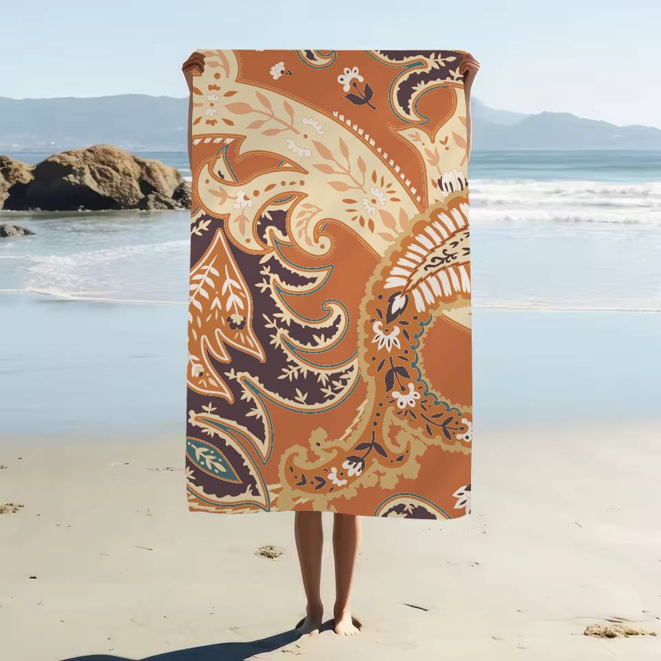 Ethnic Pattern Print Microfiber Printed Beach Towel Mountain Climbing Yoga Beach Swimming Running Absorbent Soft Towel