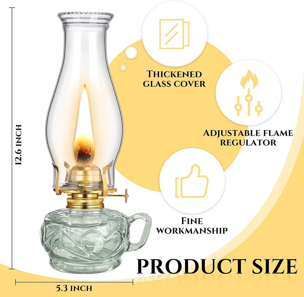 Cywinfow Handmade Kerosene Lamp Lantern, Vintage Kerosene Lamp, Paraffin Oil Lamp L392 (Transparent - Gold)