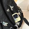 Butterfly Embroidery Backpack Casual Daily Bag Large Capacity School Bag for Students Commuters Minimalist Fashion Design with Tassel Details